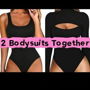 Bundle: Round Neck Hollow Chest Sexy Bodysuit | XS | Form-Fitting Stretch NWOT